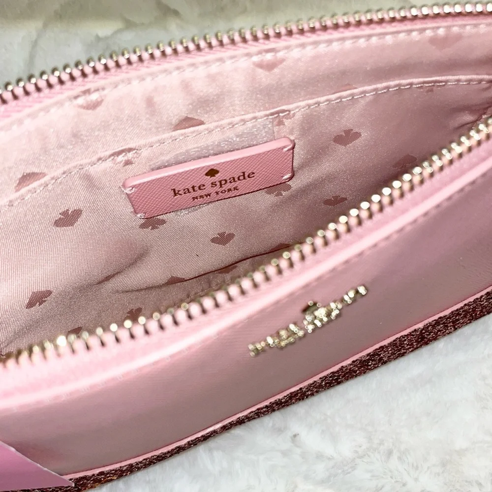 Kate Spade Ramey‎ Greta PINK Glitter DUSTY PEONY Crossbody Bag NWT